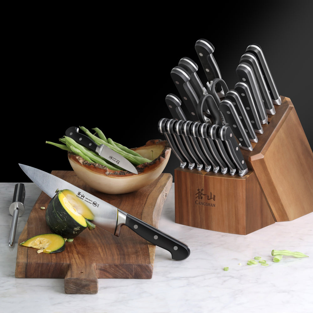 
                  
                    Load image into Gallery viewer, V2 Series 23-Piece Knife Block Set, Forged German Steel, Acacia Block, 1024128
                  
                