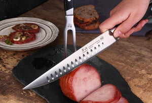 
                  
                    Load image into Gallery viewer, TV2 Series 9-Inch Carving Knife with Wood Sheath, Forged Swedish 14C28N Steel, 1022926
                  
                