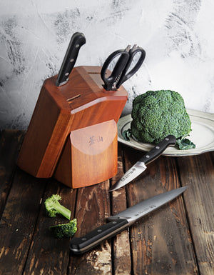 
                  
                    Load image into Gallery viewer, V2 Series 5-Piece Starter Knife Block Set, Forged German Steel, Acacia Block, 1022520
                  
                