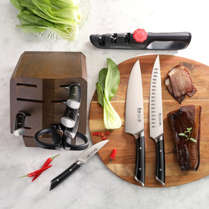 
                  
                    Load image into Gallery viewer, HELENA Series Knife Block Set, Forged German Steel, Acacia Block
                  
                