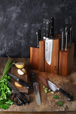 
                  
                    Load image into Gallery viewer, TV2 Series 14-Piece Magnetic Knife Block Set, Forged Swedish 14C28N Steel, DENALI Acacia Block, 1023046
                  
                