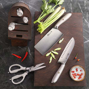 
                  
                    Load image into Gallery viewer, L &amp;amp; L1 Series 7-Piece Cleaver Knife Block Set, Forged German Steel
                  
                