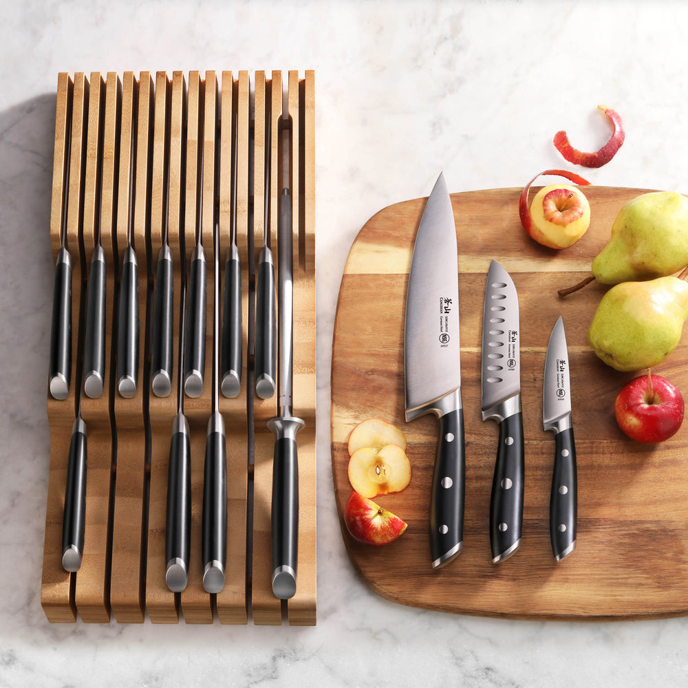 
                  
                    Load image into Gallery viewer, ALPS Series 15-Piece In-Drawer Knife Set with Bamboo Tray, Forged German Steel
                  
                