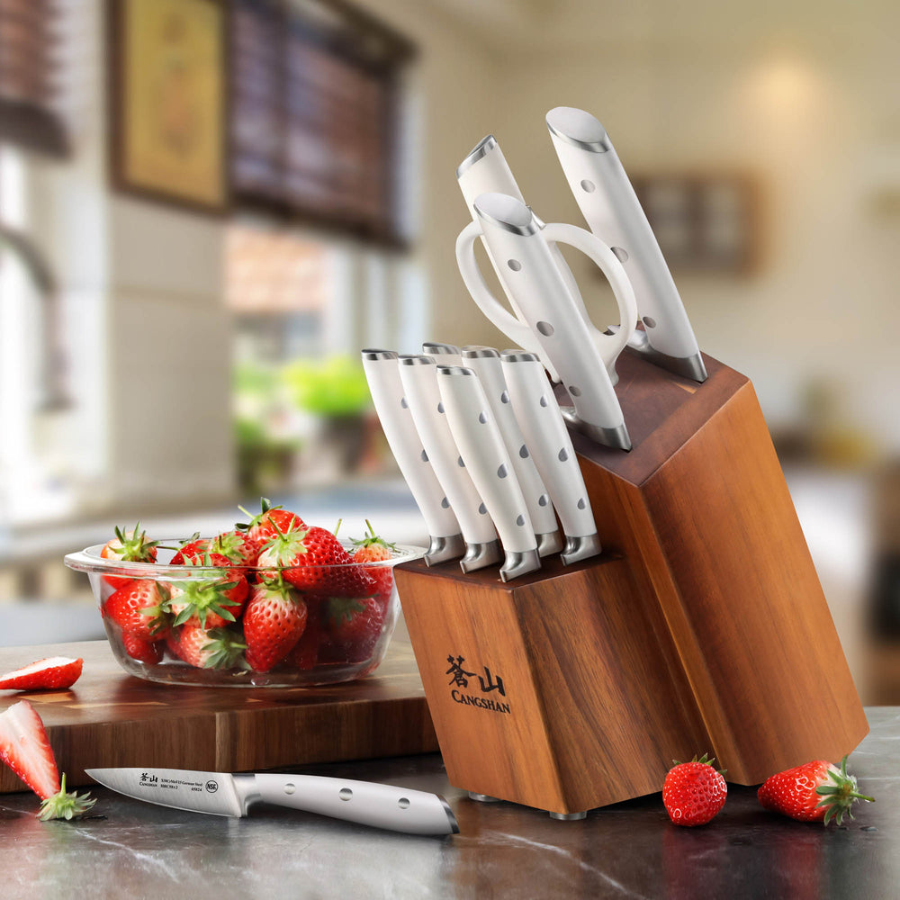 
                  
                    Load image into Gallery viewer, ALPS Series 12-Piece Knife Block Set, Forged German Steel, Acacia Block
                  
                