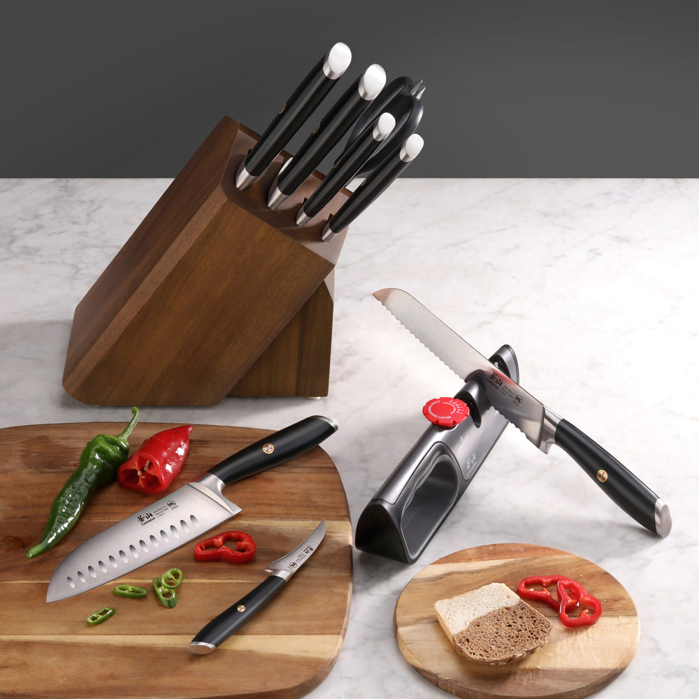 
                  
                    Load image into Gallery viewer, L Series 10-Piece Knife Block Set, Forged German Steel, Black, 1027440
                  
                