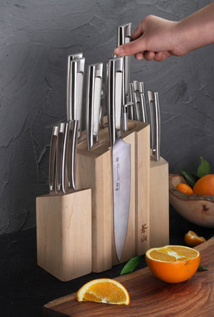 
                  
                    Load image into Gallery viewer, TN1 Series 14-Piece Magnetic Knife Block Set, Forged Swedish 14C28N Steel, DENALI Maple Block, 1021967
                  
                