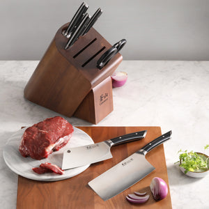 
                  
                    Load image into Gallery viewer, HELENA Series Cleaver Knife Block Set, Forged German Steel, HUA Acacia Block
                  
                