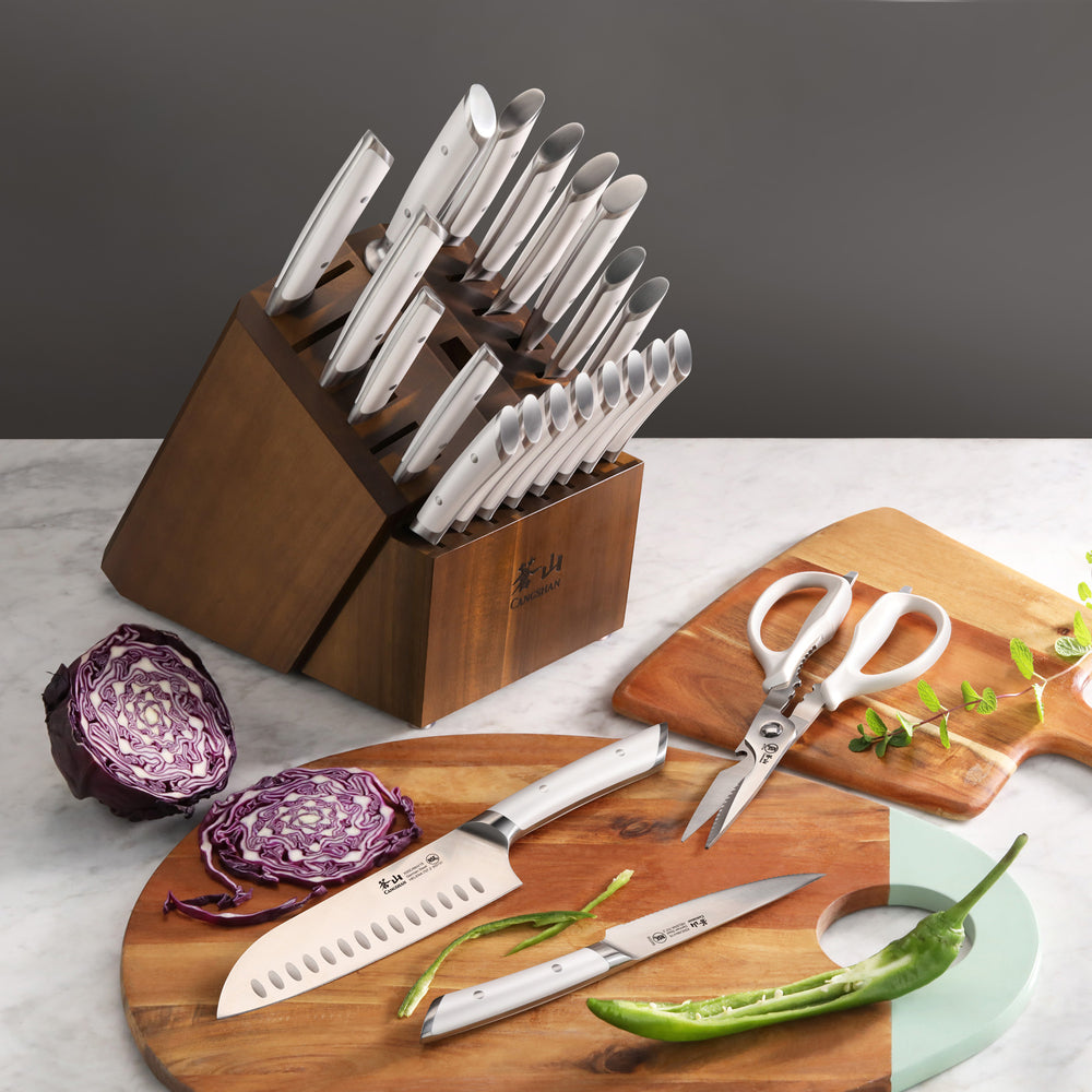 
                  
                    Load image into Gallery viewer, HELENA Series Knife Block Set, Forged German Steel, Acacia Block
                  
                