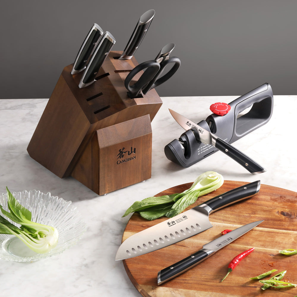 
                  
                    Load image into Gallery viewer, HELENA Series Knife Block Set, Forged German Steel, Acacia Block
                  
                