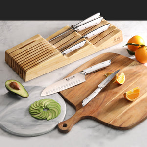 
                  
                    Load image into Gallery viewer, HELENA Series 7-Piece In-Drawer Knife Set, Forged German Steel, Bamboo Tray
                  
                