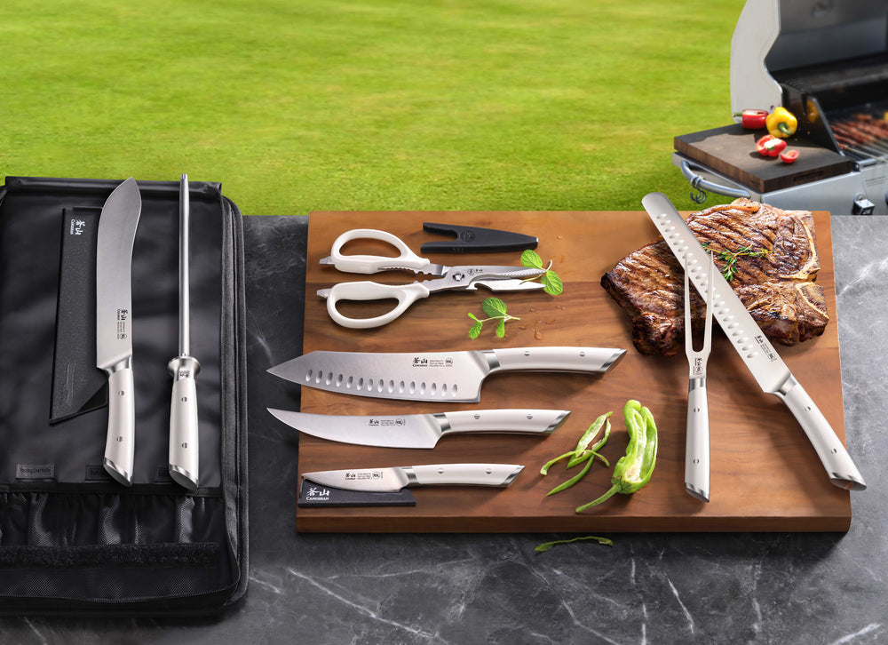 
                  
                    Load image into Gallery viewer, HELENA Series 9-Piece BBQ Knife Set with Black Bag, Forged German Steel
                  
                