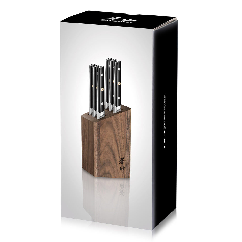 
                  
                    Load image into Gallery viewer, TC Series 6-Piece Steak Knife Block Set, Forged Swedish 14C28N Steel
                  
                