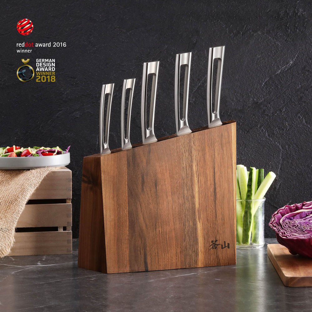 
                  
                    Load image into Gallery viewer, TN1 Series 6-Piece Knife Block Set, Forged Swedish 14C28N Steel, Walnut Block, 1024838
                  
                