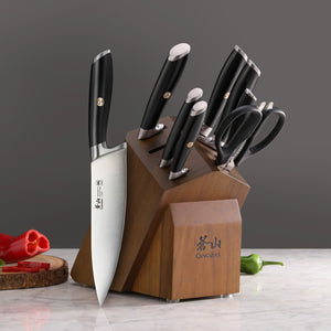 
                  
                    Load image into Gallery viewer, L Series 10-Piece Knife Block Set, Forged German Steel, Black, 1027440
                  
                