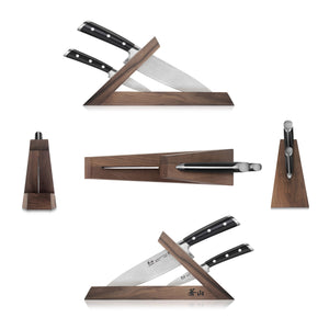 
                  
                    Load image into Gallery viewer, TS Series 3-Piece TAI Knife Block Set, Forged Swedish 14C28N Steel, Walnut Block, 1021417
                  
                