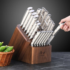 
                  
                    Load image into Gallery viewer, S1 Series 23-Piece Knife Block Set, Forged German Steel, Walnut Block, 1026047
                  
                