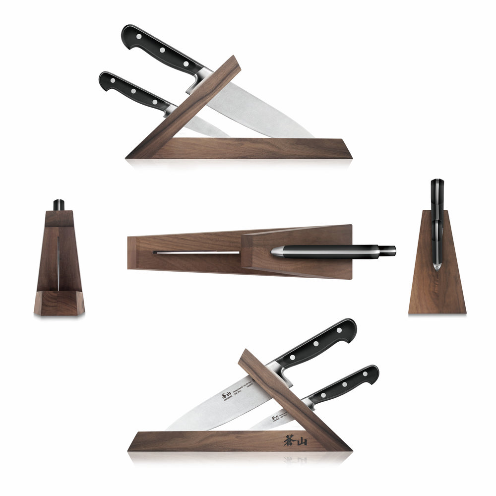 
                  
                    Load image into Gallery viewer, TV2 Series 3-Piece TAI Knife Block Set, Forged Swedish 14C28N Steel, Walnut Block, 1021585
                  
                