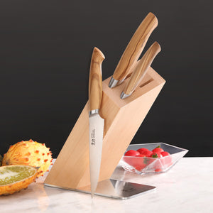 
                  
                    Load image into Gallery viewer, OLIV Series 4-Piece Knife Block Set, Forged Swedish 14C28N Steel, HUA Maple Block, 501677
                  
                