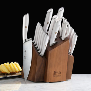 
                  
                    Load image into Gallery viewer, L1 Series 17-Piece SHAN Knife Block Set, White, Forged German Steel, 1026856
                  
                