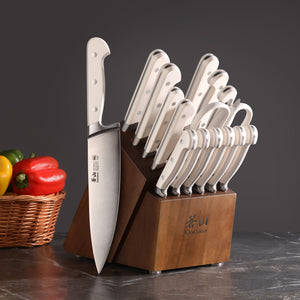 
                  
                    Load image into Gallery viewer, ADAMS Series 15-Piece Knife Block Set, Forged German Steel, Acacia Block
                  
                