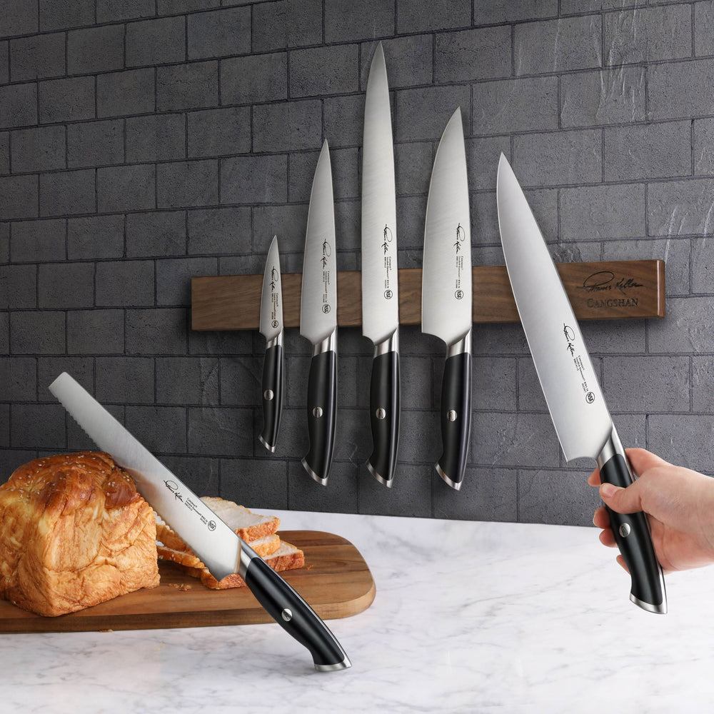 
                  
                    Load image into Gallery viewer, TKSC 7-Piece Magnetic Knife Set, Forged Swedish Powder Steel, Thomas Keller Signature Collection, Black, 1023787
                  
                