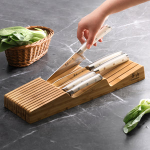 
                  
                    Load image into Gallery viewer, S1 Series 5-Piece Knife Set with Bamboo in Drawer Knife Block, Forged German Steel, 1023022
                  
                