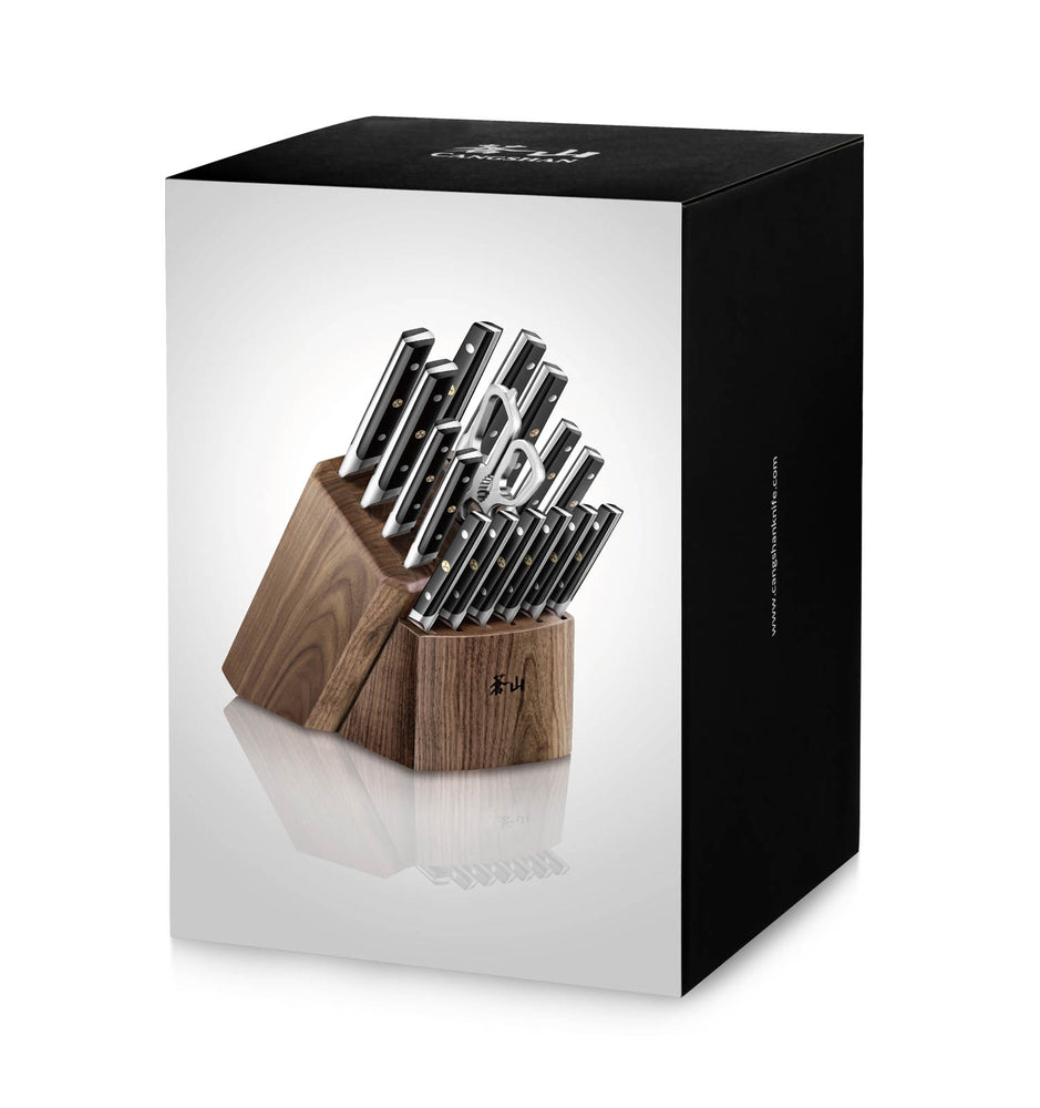 
                  
                    Load image into Gallery viewer, TC Series 17-Piece Knife Block Set, Forged Swedish 14C28N Steel, Walnut Block, 1021455
                  
                