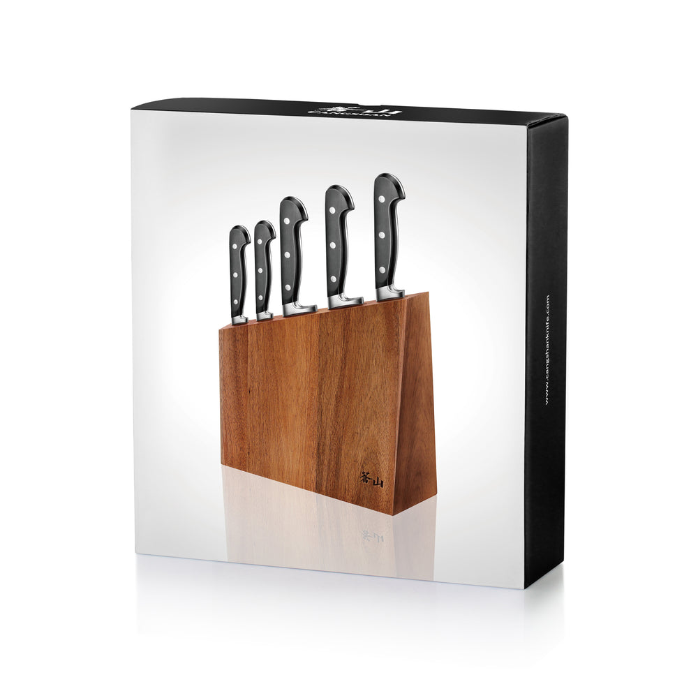 
                  
                    Load image into Gallery viewer, V2 Series 6-Piece Knife Block Set, Forged German Steel, Acacia Block, 59908
                  
                