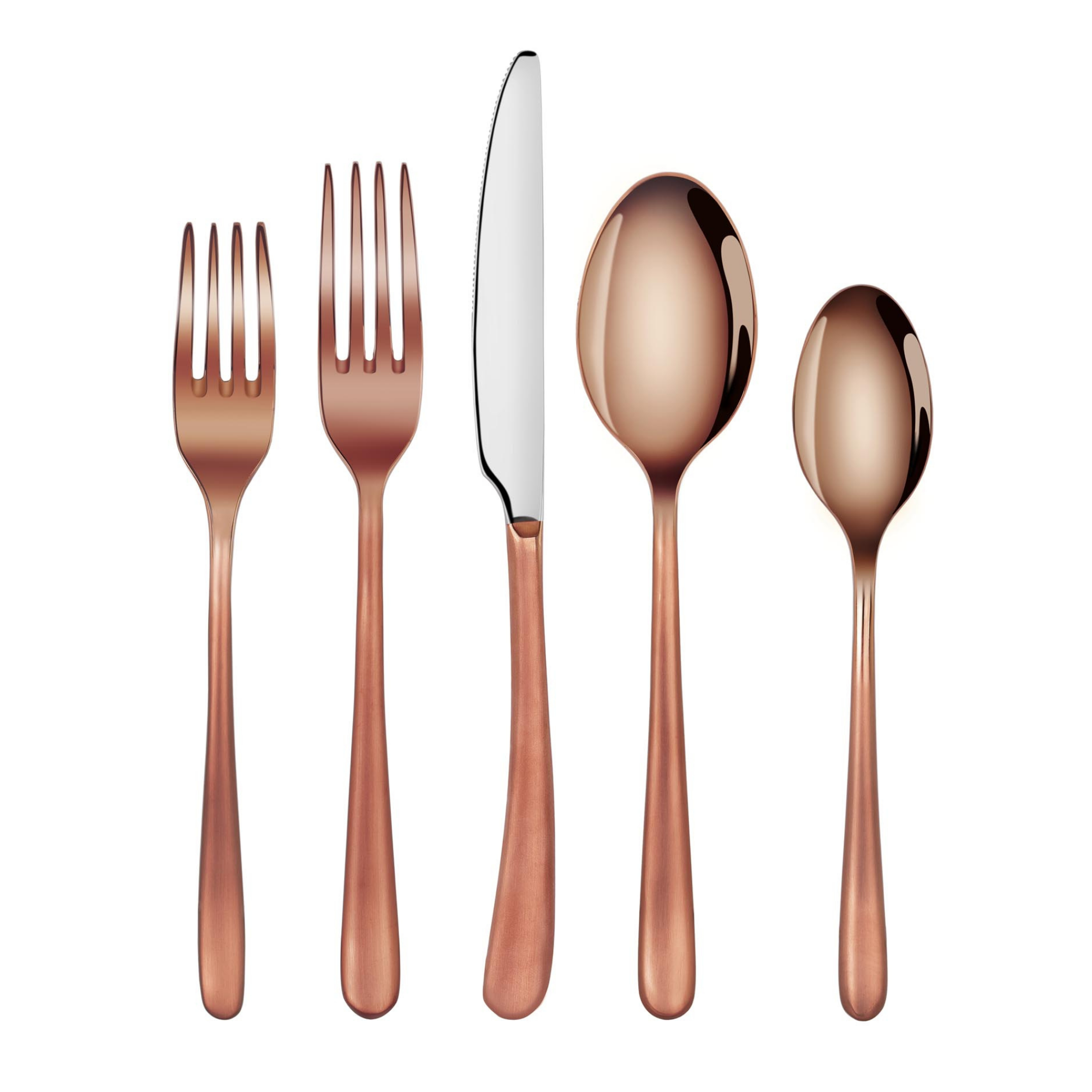 RAIN II Series 20-Piece Forged Antique Copper Finish Flatware Set, Stainless Steel 18/10, 1027020