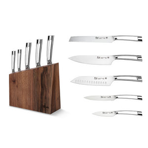 
                  
                    Load image into Gallery viewer, N1 Series 6-Piece Knife Block Set, Walnut Block, Forged German Steel, 61017
                  
                