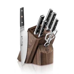 
                  
                    Load image into Gallery viewer, TC Series 8-Piece Knife Block Set, Walnut, Forged Swedish 14C28N Steel, 1021219
                  
                