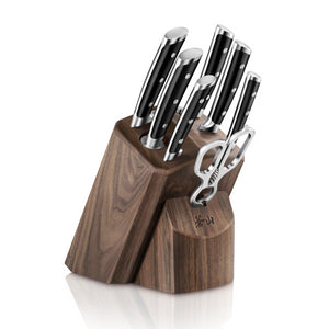 
                  
                    Load image into Gallery viewer, TS Series 8-Piece Knife Block Set, Forged Swedish 14C28N Steel, Walnut Block, 1020878
                  
                