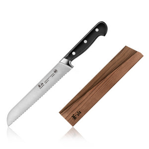 
                  
                    Load image into Gallery viewer, TV2 Series 8-Inch Bread Knife with Wood Sheath, Forged Swedish 14C28N Steel, 1022827
                  
                