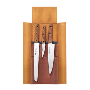 
                  
                    Load image into Gallery viewer, W Series 4-Piece Leather Roll Knife Set, German Steel, 59953
                  
                