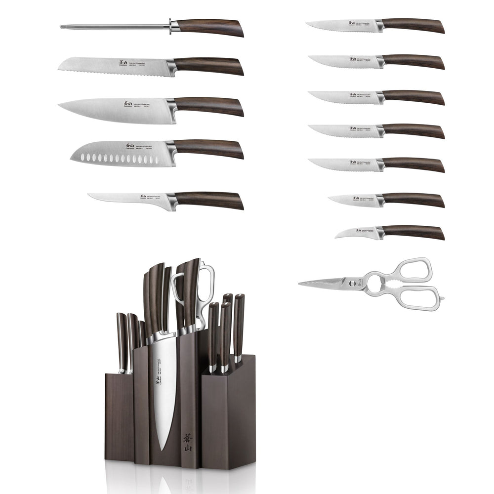 
                  
                    Load image into Gallery viewer, A Series 14-Piece Magnetic Knife Block Set, Forged German Steel, DENALI Walnut Block, 1022285
                  
                