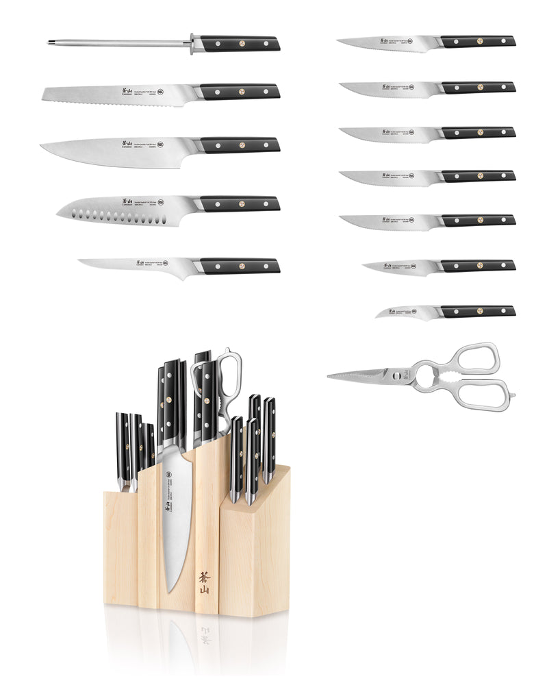 
                  
                    Load image into Gallery viewer, TC Series 14-Piece Magnetic Knife Block Set, Forged Swedish 14C28N Steel, DENALI Maple Block, 1021226
                  
                