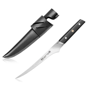 
                  
                    Load image into Gallery viewer, TC Series 7-Inch Fillet Knife with Leather Sheath, Forged Swedish 14C28N Steel, 1020472
                  
                