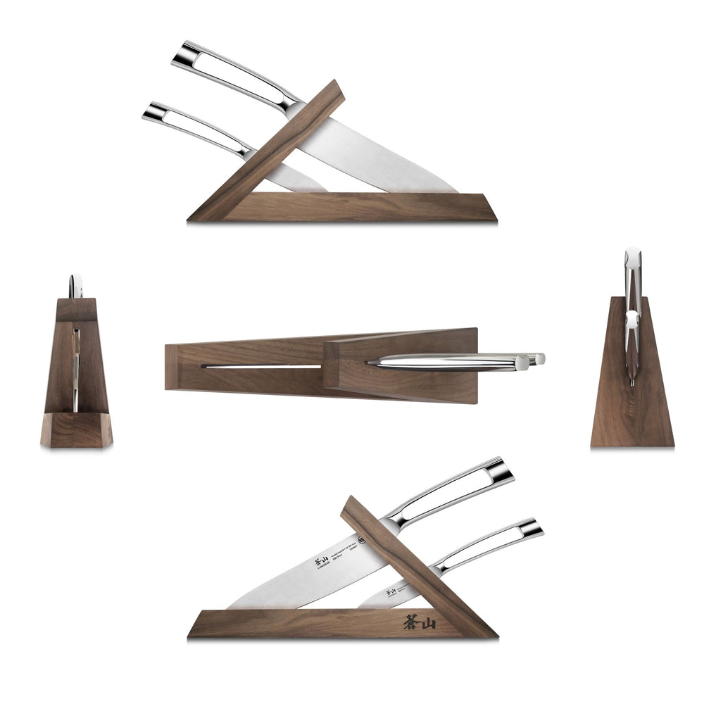 
                  
                    Load image into Gallery viewer, TN1 Series 3-Piece TAI Knife Block Set, Forged Swedish 14C28N Steel, Walnut Block, 1021264
                  
                