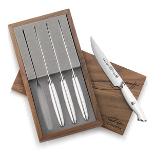 
                  
                    Load image into Gallery viewer, TKSC 4-Piece Fine Edge Steak Knife Set w/ Walnut Box, Forged Swedish Powder Steel, Thomas Keller Signature Collection, 1025552
                  
                