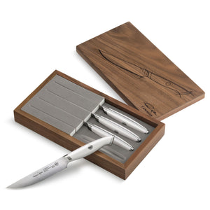 
                  
                    Load image into Gallery viewer, TKSC 4-Piece Fine Edge Steak Knife Set w/ Walnut Box, Forged Swedish Powder Steel, Thomas Keller Signature Collection, 1025552
                  
                