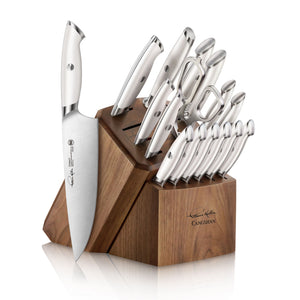 
                  
                    Load image into Gallery viewer, TKSC 17-Piece Knife Block Set, Forged Swedish Powder Steel, Walnut, Thomas Keller Signature Collection, White, 1025590
                  
                