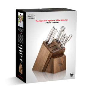 
                  
                    Load image into Gallery viewer, TKSC 7-Piece Knife Block Set with 8 Spare Slots, Forged Swedish Powder Steel, Walnut, Thomas Keller Signature Collection, White, 1025583
                  
                