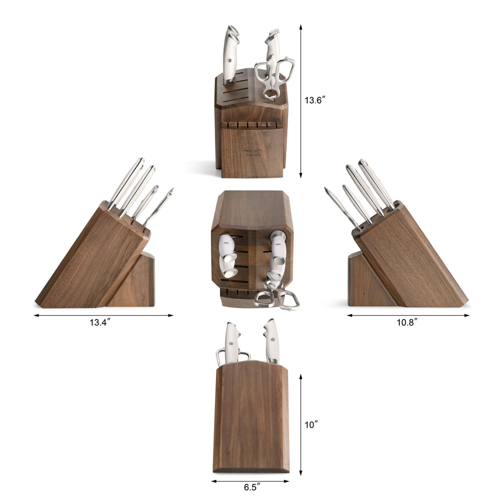 
                  
                    Load image into Gallery viewer, TKSC 7-Piece Knife Block Set with 8 Spare Slots, Forged Swedish Powder Steel, Walnut, Thomas Keller Signature Collection, White, 1025583
                  
                