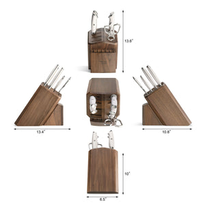 
                  
                    Load image into Gallery viewer, TKSC 7-Piece Knife Block Set with 8 Spare Slots, Forged Swedish Powder Steel, Walnut, Thomas Keller Signature Collection, White, 1025583
                  
                