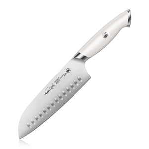 
                  
                    Load image into Gallery viewer, TKSC 7-Inch Santoku Knife, Forged Swedish Powder Steel, Thomas Keller Signature Collection, White, 1025460
                  
                