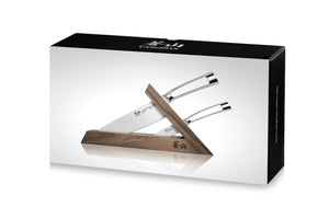 
                  
                    Load image into Gallery viewer, TN1 Series 3-Piece TAI Knife Block Set, Forged Swedish 14C28N Steel, Walnut Block, 1021264
                  
                