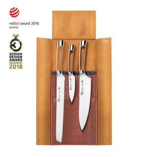 
                  
                    Load image into Gallery viewer, N1 Series 4-Piece Leather Roll Knife Set, Silver, Forged German Steel, 59946
                  
                