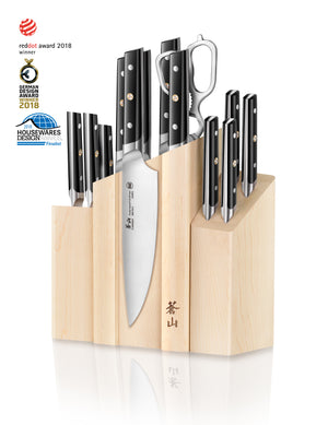 
                  
                    Load image into Gallery viewer, TC Series 14-Piece Magnetic Knife Block Set, Forged Swedish 14C28N Steel, DENALI Maple Block, 1021226
                  
                